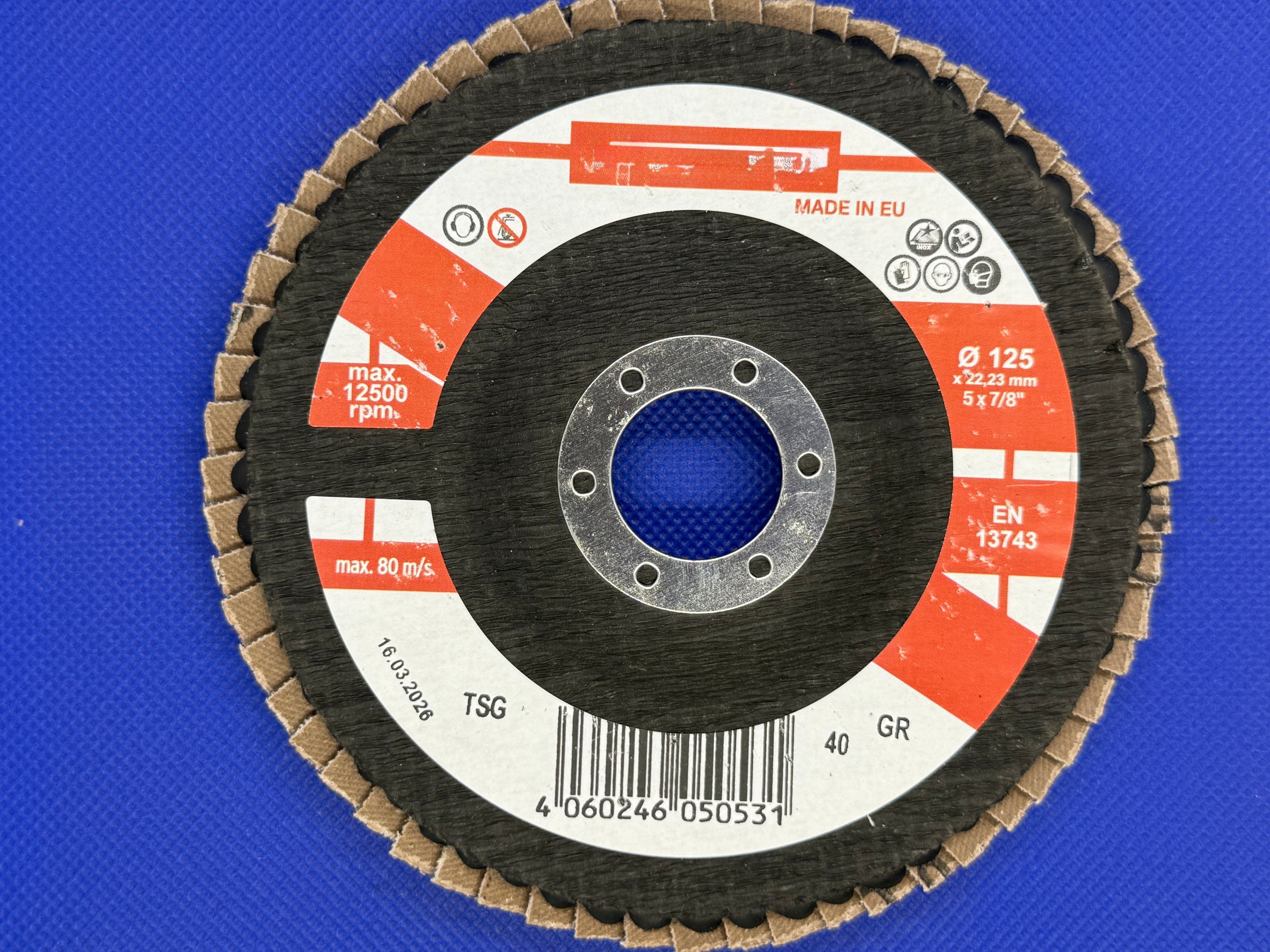Disc lamelar Zirconiu Plus Ø125 x 22,23 mm – Granulație 40
